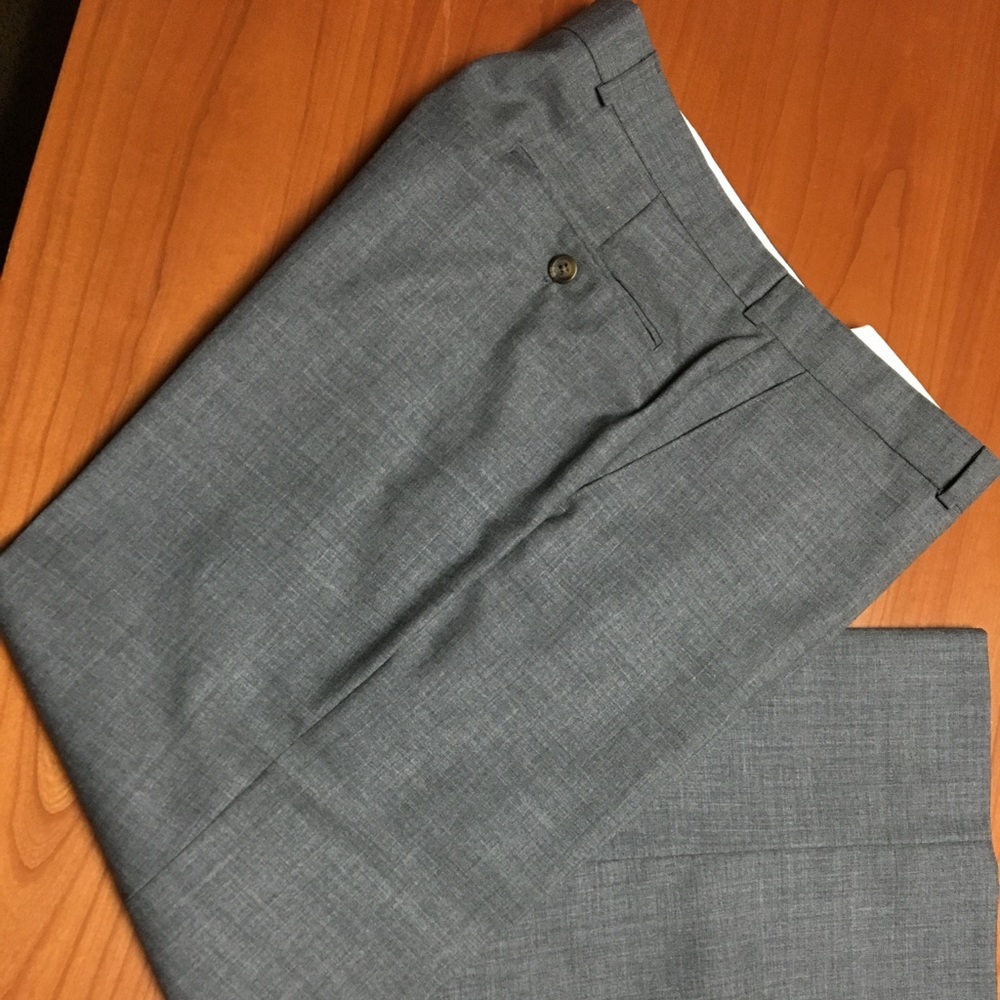 Polo Ralph Lauren, New, Men Gray Pants,Flat Front, 100% wool